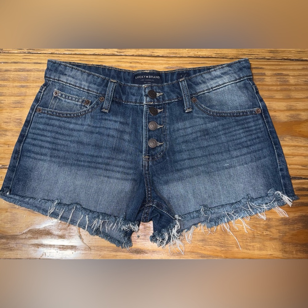Lucky Brand Button Fly Denim Shorts Size 4 / 27 Frayed Hem